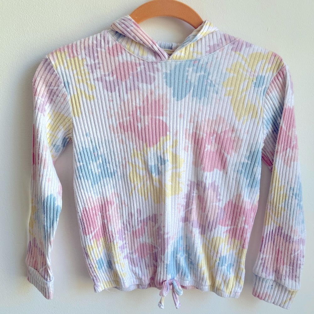 Girls lightweight tie die knit hoodie size 7/8
